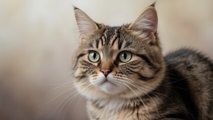 Obraz premium Selective focus portrait of a few-month-old Tabby Cat