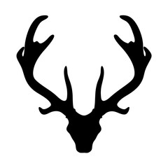 Majestic Deer Antler Rack Silhouette Vector on transparent background
