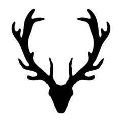 Majestic Deer Antler Rack Silhouette Vector on transparent background
