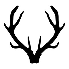 Majestic Deer Antler Rack Silhouette Vector on transparent background
