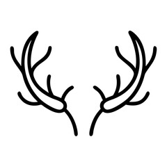 Obraz premium Deer Antlers with Horns Silhouette Vector line art