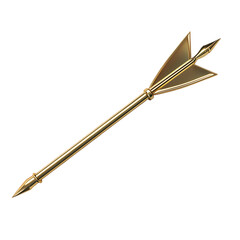 Modern Arrow with Sharp Precision in Brilliant Gold Isolated on Transparent Background