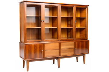 Wooden book case isolated on transparent background 