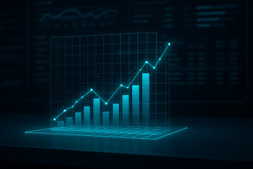Fototapeta premium Financial Growth Chart Upward Trend, Data Analysis, Business Success