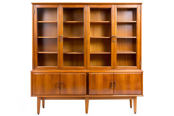 Wooden shelf isolated on transparent background 