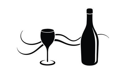 Wine Bottle and Glass