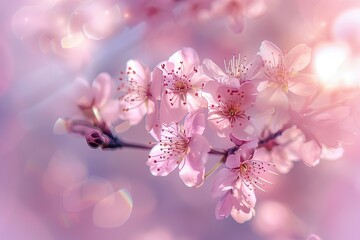 Delicate pink blossoms in soft focus a spring dream