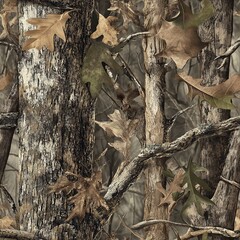 Mossy Oak Trees Forest Seamless Pattern Texture