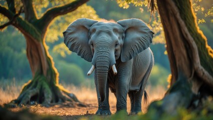 Elephant roaming in enchanting woods