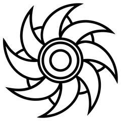 Wind Turbine Blade Line Art Vector

