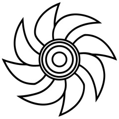 Wind Turbine Blade Line Art Vector

