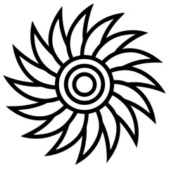 Wind Turbine Blade Line Art Vector

