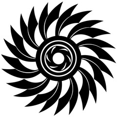 black Circular Blade Rotation Icon – Industrial Motion Symbol silhouette 

