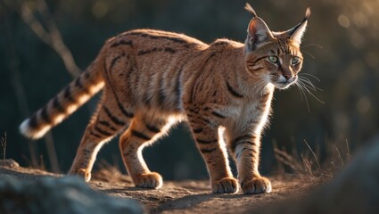 Obraz premium Native wildcat of Europe, Scotland, Turkey, and the Caucasus. An endangered species that is very rare.