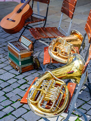 typical music instrument of a bavarian brass band