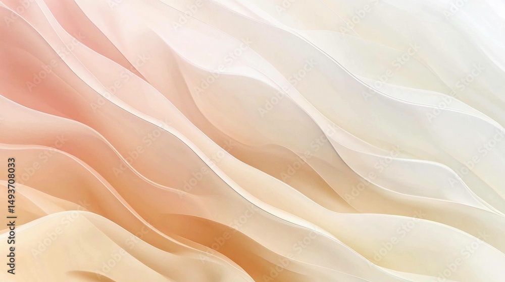 Poster soft flowing waves create a serene minimalist abstract background in gentle pastel hues during a cal