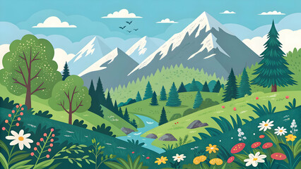 Fototapeta premium Landscape nature vector illustration 