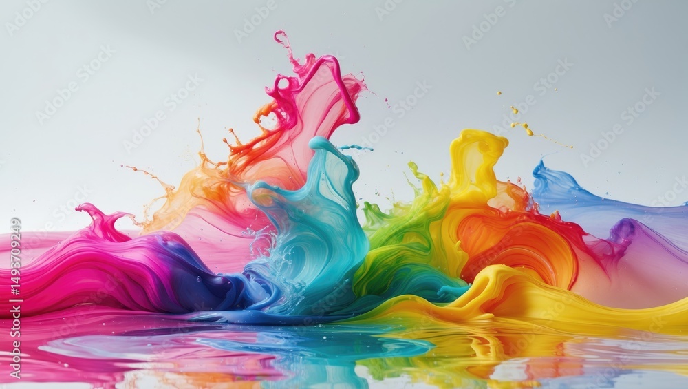 Aufkleber isolated ink in water on a plain background. array of colors
