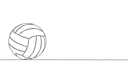 Volleyball Ball Outline Illustration on White Background