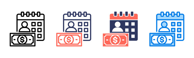 Payroll icon sheet multiple style collection