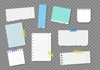 Realistic notes isolated with real shadow. Square sticky paper reminders with shadows, paper page