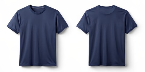 Front and Back View of Navy Blue T-Shirt Mockup, t shirt mockup , apparel design , blue shirt , tshirt design