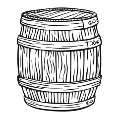 Vintage Wooden Barrel Illustration, Illustration of wooden barrel isolated on white background, logo, label, sign, poster