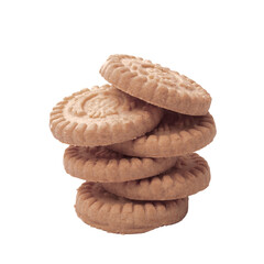 Delicious, sweet chocolate chip cookies, a tasty baked snack, are isolated on a transparent background