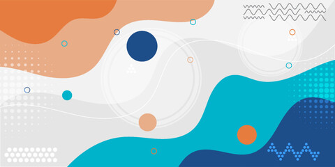 Blue and orange geometric business banner design. Creative banner design with wave shapes and lines for template. Eps10 vector illustration