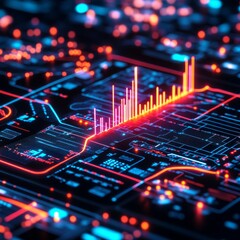 Abstract Circuit Board Data Flow, Technology, Computing