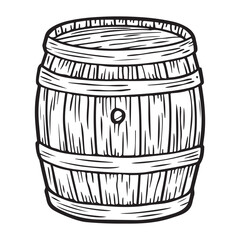 Vintage Wooden Barrel Illustration, Illustration of wooden barrel isolated on white background, logo, label, sign, poster