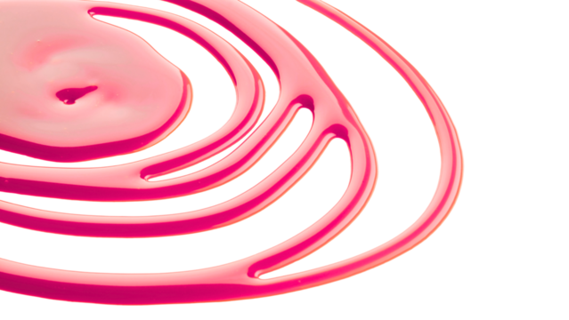 This bright pink abstract design features a swirling pattern with circular shapes