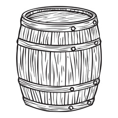 Vintage Wooden Barrel Illustration, Illustration of wooden barrel isolated on white background, logo, label, sign, poster