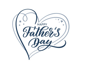 Happy Fathers Day Hand Lettering Design with Heart Shape