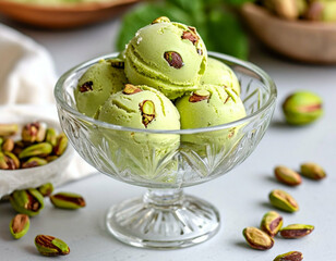 pistachio ice cream in a bowl