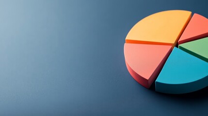 Colorful Pie Chart on Blue Background, Data , Statistics
