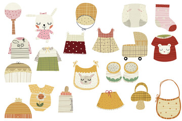 Adorable Baby Clothes and Accessories Illustration