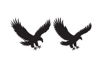 Two Eagle Swooping Silhouette Vector