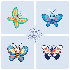Vibrant Illustrated Butterfly Collection A Whimsical Grid of Diverse Designs