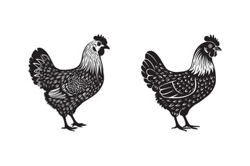 Two Hen Silhouette Vector
