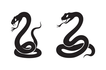 Two Snake Silhouette Vector