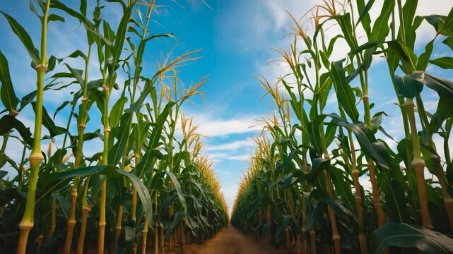 Complete Maize plants showcasing stalks, ears, and silk.