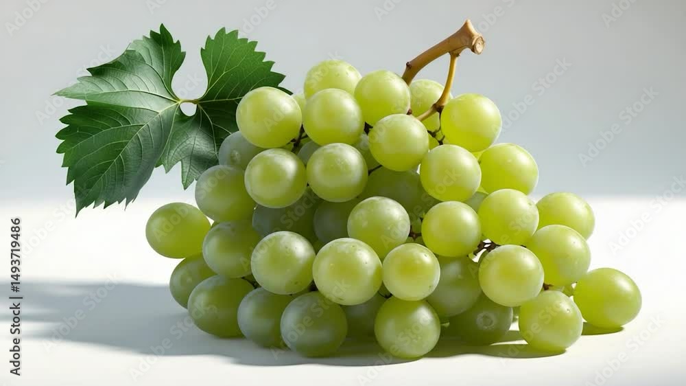Poster background with isolated fresh grape cluster.