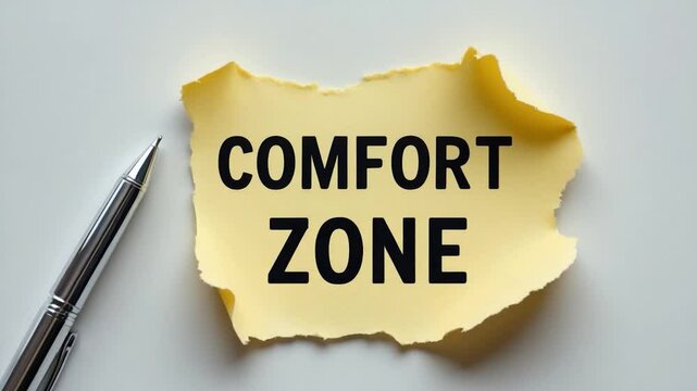 Symbolic representation of comfort zone on a fragment of paper and a pen.