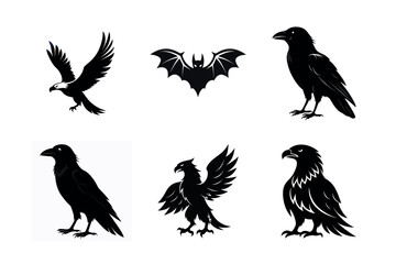 eagle silhouettes set vector illustration silhouette icon on white background