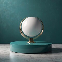 Minimalist Product Display with Elegant Pedestal and Abstract Geometric Object in Studio Setting