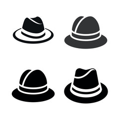 collection of hats vector illustration silhouette icon on white background