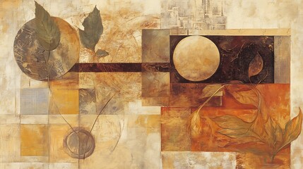 Abstract composition of organic and geometric shapes.