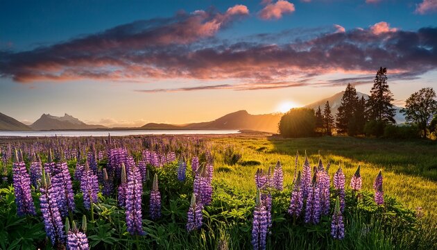 wild lupine blooming in the fields of warmia