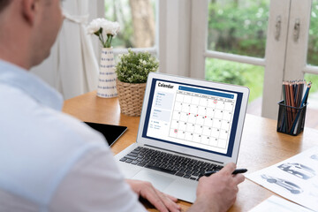 Calendar on computer software application for brisk schedule planning for personal organizer and online business